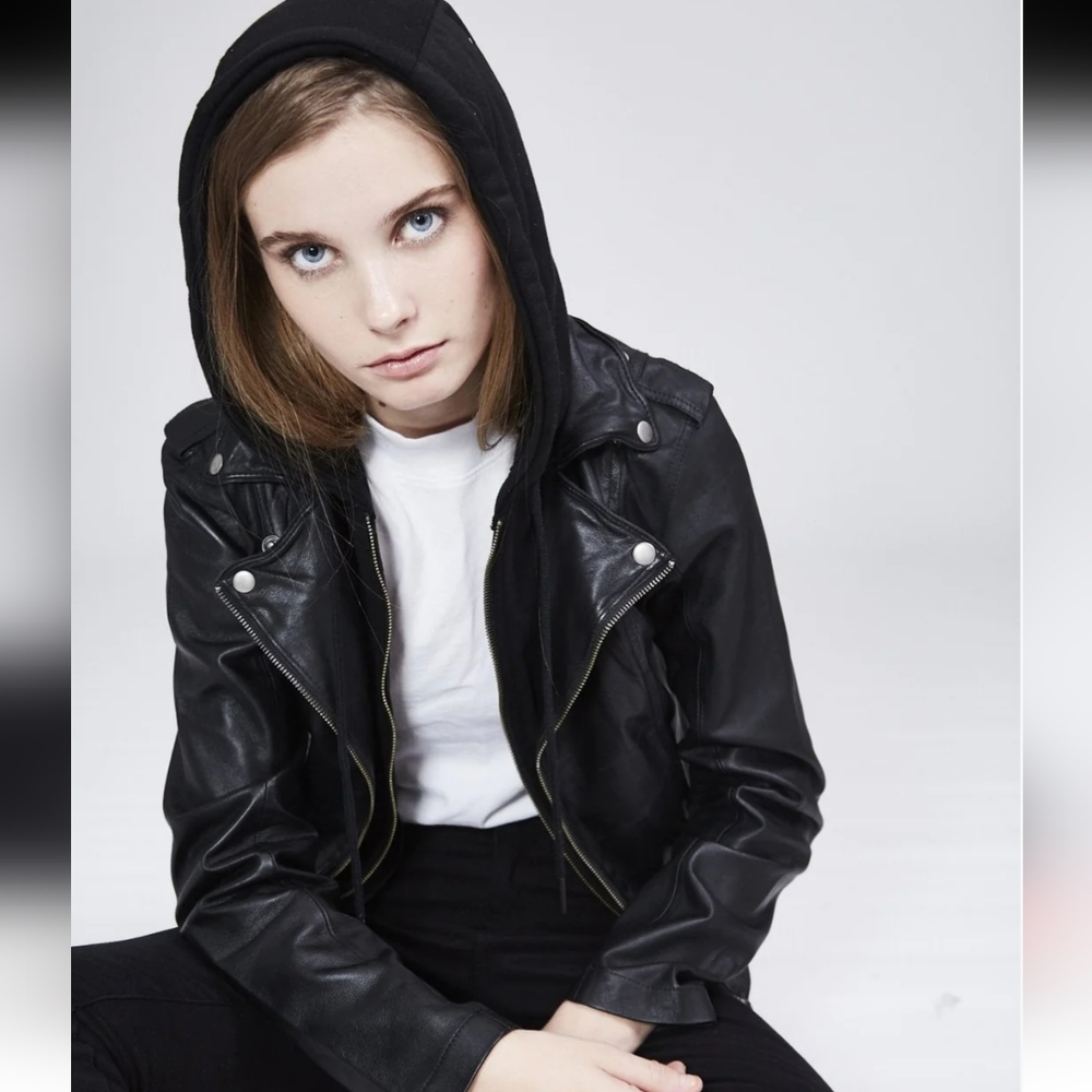 JKT NYC Burnished black leather moto jacket